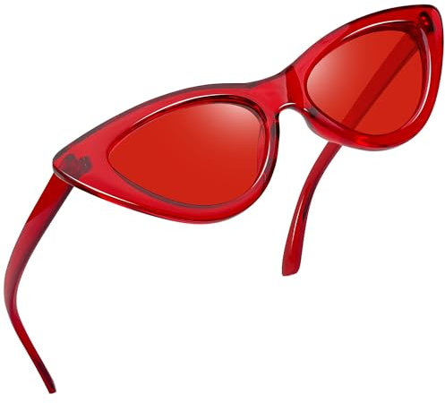 Joopin Klassische 50er Cateye Sonnenbrille Damen Rot Retro und Katzenauge Rave Party Brille Damen Sonnenbrille UV400 für Cosplay (Vintage Rot)