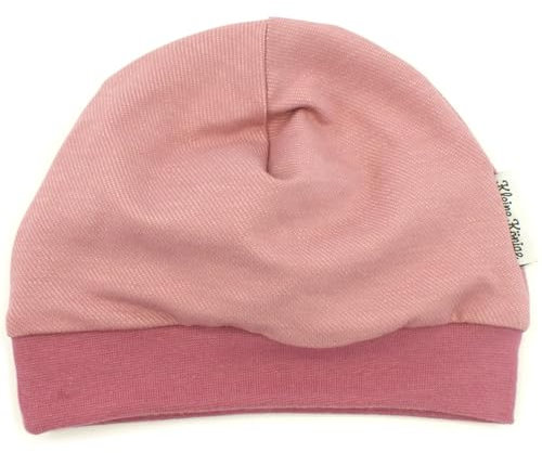 Kleine Könige Mütze Baby Mädchen Beanie · Modell Uni jeansjersey Altrosa, Beere · Ökotex 100 Zertifiziert · Größe 98/104