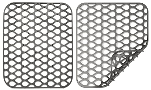 XUENNUI 5 Stück Silikon-Spülbeckenmatte |Great Sink Protector Grid Zubehör |Grau for den Boden des Bauernhaus-Edelstahl-Porzellan-Spülbeckens (Color : 3 Pcs Gray)