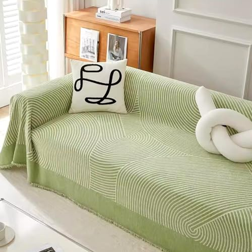 ZCXRYFL Wende Sofa üBerwurf Decke Chenille VollstäNdig Sofabezug FüR 1 2 3 4 Sitzer L U-Form Ecksofa-Universal-Couch üBerzug FüR Alle Jahreszeiten Camping-Nickerchen Decke(180X230cm,Green)