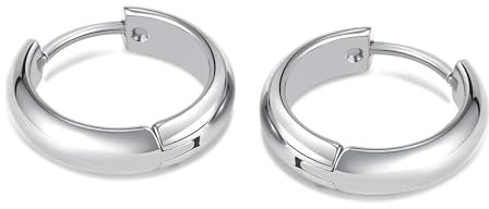 IMINI Edelstahl Kleine Creolen 16mm Damen Ohrringe Minimalistische Huggie Hinged Ohrringe Knorpelohrringe Schläfer-Ohrringe Hypoallergen (Silber)