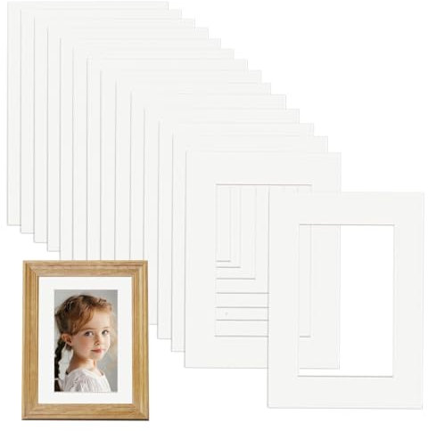 HAPPOW 15 Stück Passepartout, Passepartouts A4(29.5 * 20.8cm), 1mm Passepartout Weiß, Quadratische Öffnung Bilderrahmen Einlegematte, Passepartout Karton für Bilder, Kunstdrucken,Fotos