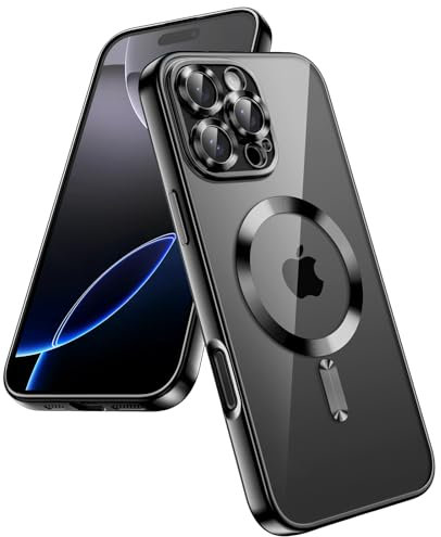 JETech Soft Clear Case for iPhone 16 Pro Max 6.9-Inch, Camera Lens Full Protection, Compatible with MagSafe Wireless Charging, Shockproof Electroplated TPU Phone Cover (Black)