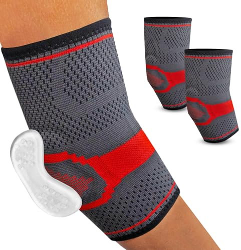 Epicondylitis Ellenbogenbandagen für Damen und Herren, mit Silikonkissen und Kompression aus atmungsaktivem 3D-Gewebe, Ellenbogenbandagen für Sehnenentzündungen, Tennisarm, Paddel, Crossfit und Gym