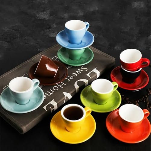 MEIFULLE Ensemble Tasse à Expresso et Soucoupe Italienne, Extra Forte, Petite Couleur, céramique + Soucoupe, 80 ML/CC, Ensembles de café