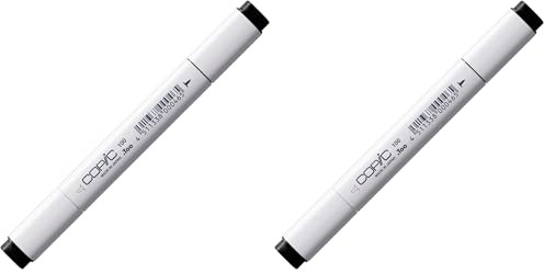 Copic Classic Coloured Marker Pen - (100) Black, For Art & Crafts, Colouring, Graphics, Highlighter, Design, Anime, Professional & Beginners, Art Supplies & Colouring Books (Pack of 2)