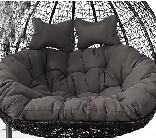 FYHTC Hanging Egg Chair Cushion 2 Person, Swing Cushion Outdoor Seats, Double Hanging Basket, Hammock Replacement(Dark gray)