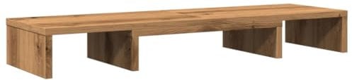 vidaXL Support de moniteur élévateur réglable chêne artisanal, support pour double moniteur, support de moniteur pour bureau, support de moniteur surélevé