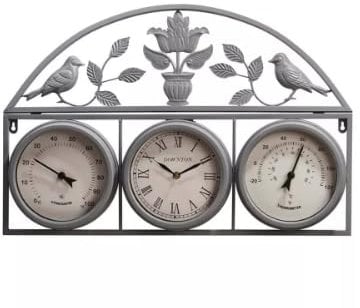 Vision4ever 67CM Garden Wall Weather Station Clock – Outdoor Thermometer, Hygrometer & Waterproof Design