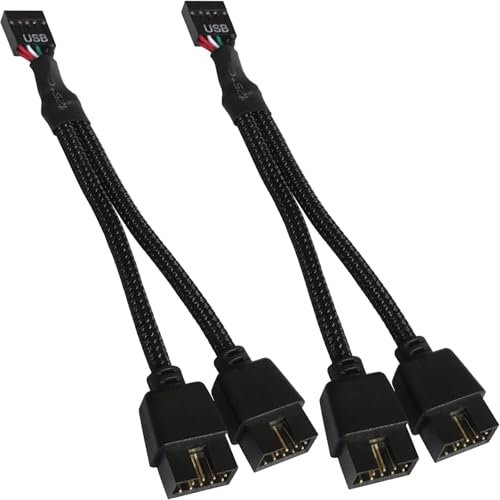 Bejavr 2PCS Motherboard USB Splitter USB 2.0 Header Splitter Internal USB Hub Y-Cable
