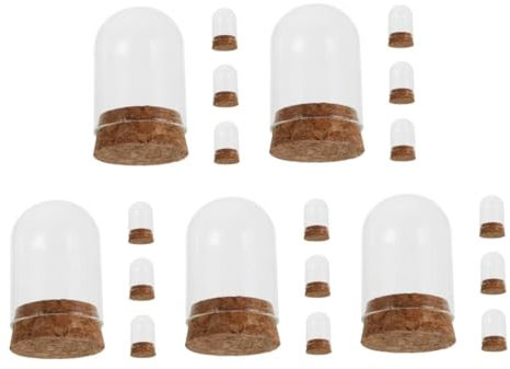 5 Sätze Glasabdeckungsornamente Dekorative Glasglocke Sammlerstück Glasglocke Glaskuppeln Für Ausstellungszwecke Modell-ausstellungskuppel Glasvitrine Glasanzeige Holz 4 Stück * 5 ABOOFAN