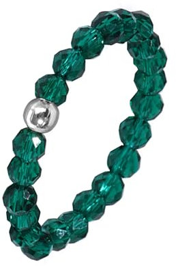 Hernin Naturstein Perlen Ringe Damen Elastisch Naturstein Stretch Ring Kristall Perlen Ring mit Silberperle Anti Stress Ringe Stapelbar Rings für Damen Mädchen (Grün)