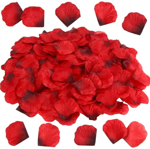 DERAYEE Pétales de Rose Dégradé Rouge-Noir Artificiels 500PCS,Pétales Rouges pour Décoration St Valentin,Pétales de Roses Artificiels pour Mariage et Saint Valentin