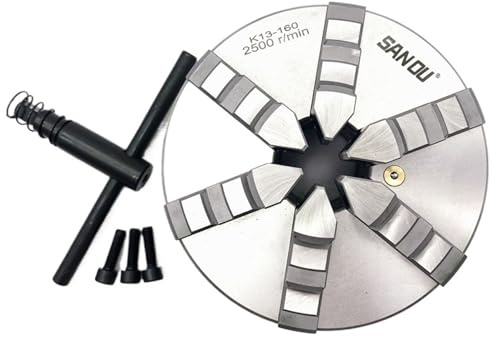 6 Jaw Lathe Chuck 160mm SANOU Self-Centering Chuck K13-160 Manual Chuck Scroll Chuck for Bench Lathe