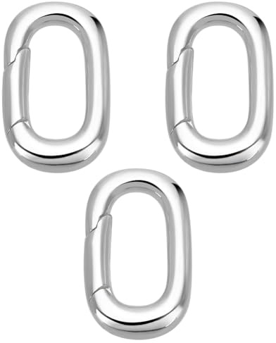 WEBEEDY 3 Pcs 925 Sterling Silber Oval Schmuck Clasps für die Schmuckherstellung Frühling Ring Clasp Halskette Clasps und Verschlüsse Schmuck Karabiner Stecker für Halskette Ohrringe, 12x7mm