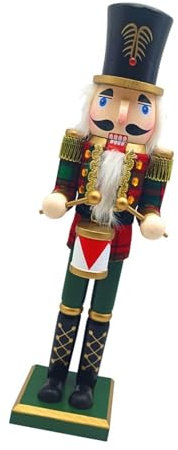 Illkjasfc Cascanueces de madera pintado a mano, 38 cm, muñeca de Navidad, rey soldado, figura de muñeca, juguete, decoración de escritorio