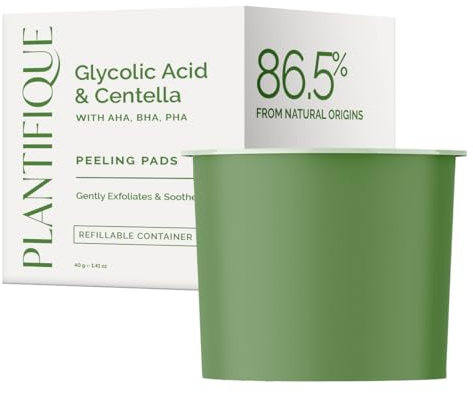 PLANTIFIQUE (nur Nachfüllpackung) Korean Peeling Pads 60 Stück, mit Glycolsäure, CICA, AHA, BHA, PHA für Gesichtspeeling und zur sanfte Hauterneuerung - Toner Pads für alle Hauttypen