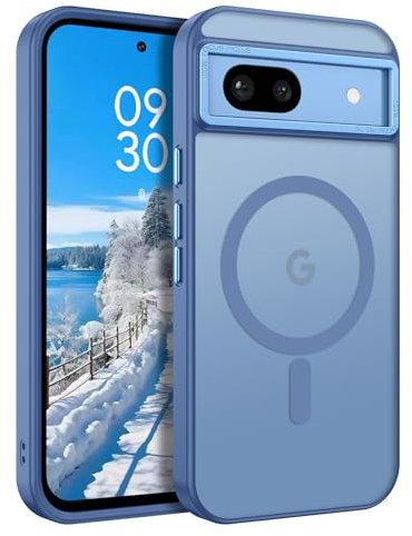 YINLAI For Google Pixel 8a Case Compatible with MagSafe, Mobile Phone Case Google Pixel 8a Magnetic Translucent Matt Military Protection Shockproof Cover Case Protective Case for Google Pixel 8a 6.1