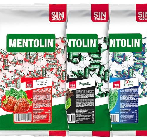 MENTOLIN PACK 3 Kg caramelos sin azúcar duros Fresa Menta & Regaliz & Extra Fuerte