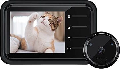 CMOLVUR Wireless Video Doorbell, Smart Home Peephole Doorbell Camera 2.4Inch LCD 120° HD Infrared Night Vision Door Viewer Photo Storage 3 Ringtones