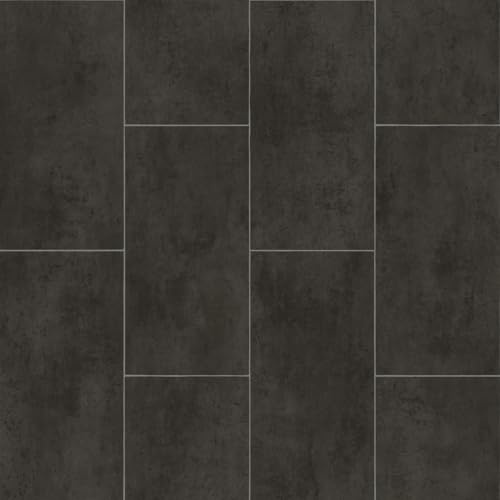 Vinyl Flooring Black Tile Effect Easy DIY Vinyl Flooring Roll | Non-Slip Easy Clean Waterproof Lino Vinyl Floor | Kitchen Bathroom Hallway Flooring (Black Tile, 2m x 5m)