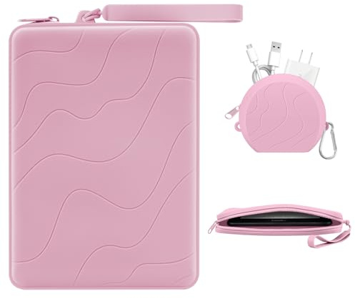 MoKo 6-7 pollici Custodia in silicone per Kindles e E-Reader, borsa multiuso con custodia per accessori adatta a Paperwhite/Colorsoft da 7“ Paperwhite da 6,8”, Kindle 6, Nook, iPad Mini 6, Rosa