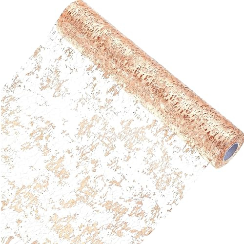 29cm x 9m Tischläufer Glänzend Roségold Tischband Polyester Tischdeko, Polyester Tischband mit Beschicht Goldfolie für Hochzeit Party Geburtstag Weihnachten,Leuchtende Tischdecke Roségold