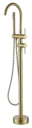 Hudor Robinet de baignoire S0452DB – 5 trous fixation sur plage – 100 % Laiton doré brossé – Élégant et fonctionnel