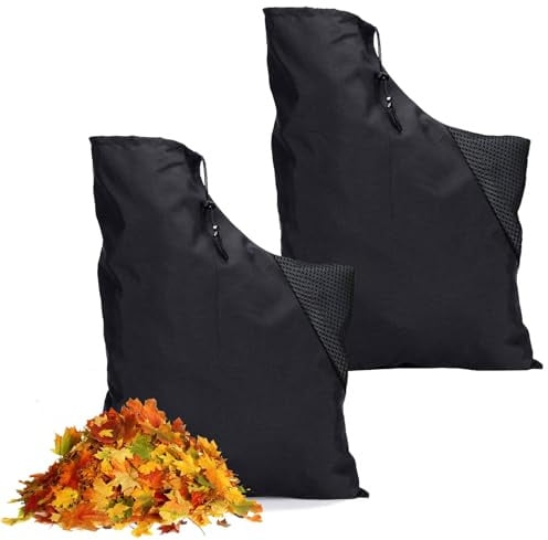 yolzhxe 2 Stück Atmungsaktiv Laubsauger Fangsack, Universal Laubsauger Sack mit Netz, Einstellbar Laubbläser Sack Ersatz, Laubsaugerbeutel mit Reißverschluss für Rasen, Garten