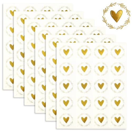 120 Pcs Herz Wachssiegel Selbstklebend Gold - 3,2 cm Sticker Briefumschlag | Hochzeit Aufkleber Briefumschläge Siegelaufkleber Umschlagaufkleber Grußkarte Einladung Wachssiegel Selbstklebend