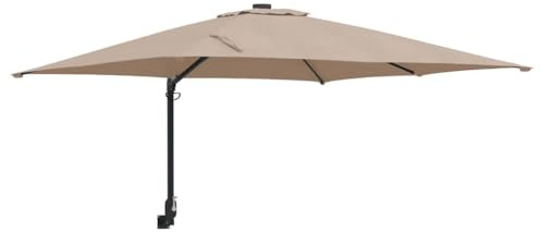 Yisssmeng Wand-Sonnenschirm Taupe 248,5 x 247,5 x 160 cm aus Polyester & Stahl, kippbarer Gartenschirm mit Handkurbel, wetterfestes Design für Terrasse Balkon Garten