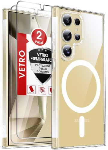 LeYi Nie Vergilbung HD Klar Hülle für Samsung Galaxy S24 Ultra 【NO S24】 Handyhülle für Panzerglas 2X mit Magsafe Case Magnetisch Schutzhülle kameraschutz S 24 s24ultra Cover Durchsichtige Transparent