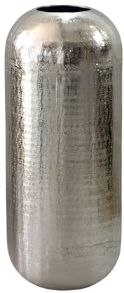 FineBuy Bodenvase 75 cm Aluminium Silber Rund, Standvase