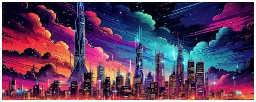 Wallario Küchenrückwand selbstklebend 115 x 50 cm, Motiv: Skyline im Abendlicht | Spritzschutz abwischbar & pflegeleicht