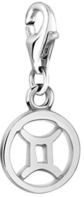 Nenalina Sternzeichen Zwillinge Karabiner Charm Anhänger für Bettelarmband aus 925 Sterling Silber 713295-000