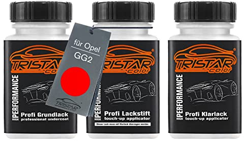 TRISTARcolor Autolack Lackstift Set für Opel GG2 Lava Rot Grundlack Basislack Klarlack je 50ml