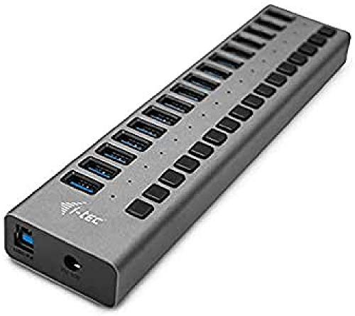 i-tec Hub USB Alimenté, Hub USB 3.0 à 16 Ports Dédiés à la Charge avec Interrupteurs Marche/Arrêt - Concentrateur USB 3.0 avec Alimentation Externe 90W
