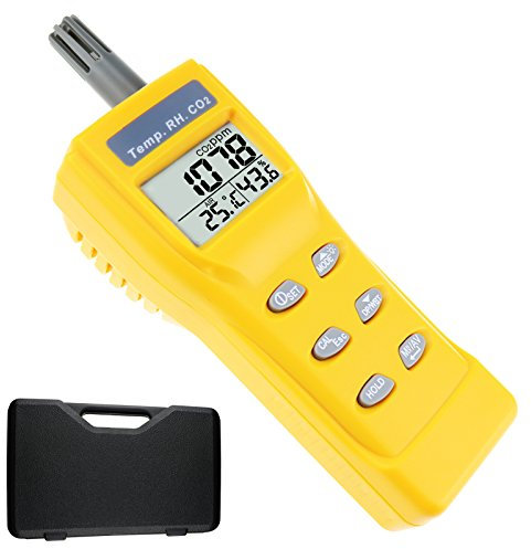 Humedad digital portátil Interior 9999ppm NDIR Sensor IAQ Monitor de CO2 Temperatura de bulbo húmedo. (WB) Punto de rocío (DP) Probador Monitor de CO2 Diagnóstico de calidad del aire interior (IAQ)