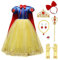 IWEMEK Princesse Costume de Blanche Neige avec Cape Accessoire Filles Conte de Fée Robe de Carnaval Déguisements Cosplay Halloween Noël Robe de fête Cérémonie Anniversaire Vêtements 9pcs 5-6 Ans