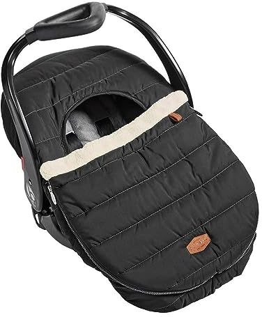 JJ Cole Winter Baby Autositzbezug - Winter Autositzbezug für Babyschale oder Kinderwagen - Babyschalenbezüge mit warmem Sherpa-Futter - Schwarz