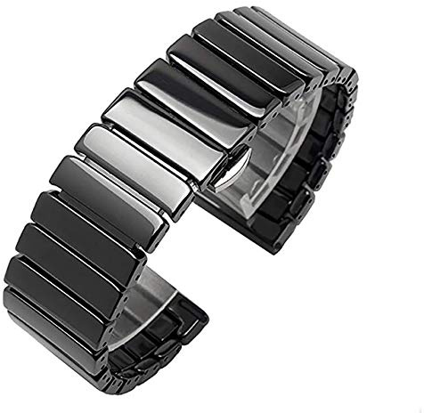 ZXF Uhrenarmband 20mm Edelstahl-Uhrenarmband for Jugend Keramik Universal-Uhrenarmband for Amazfit GTR 42mm (Color : Ceramic Black, Size : 20mm)