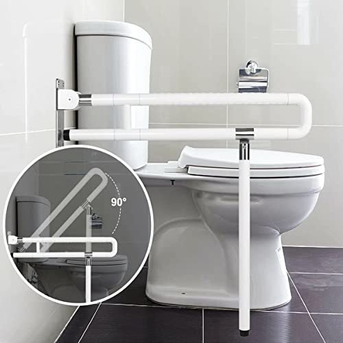 ybaymy Toilet Grab Bar Foldable Drop Down Toilet Rails Bathroom Safety Handrails Wall Mounted Toilet Support for Elderly Disabled Pregnant Anti Slip Shower Assist Aid