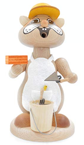 Kuhnert - Erzgebirgische Holzkunst Räuchermann Räucherfigur Hamster 18cm - Maurer