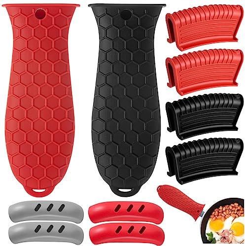 Silicone Hot Handle Holder, 6 PCS Assist Pan Handle Sleeve Pot Holders Cast Iron Skillets Handles Grip Covers, Handle Sleeve Heat Resistant for Cast Iron Skillets, Frying Pans and Griddles