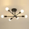 Goeco Vintage Sputnik Kronleuchter, 6-Flammige E27 Deckenleuchte Schwarz Metall, Retro Deckenlampe für Esszimmer, Esstisch, Flur, Wohnzimmer, Hotel, Café (Ohne Leuchtmittel)