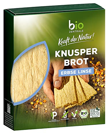 biozentrale Knusperbrot Erbse Linse - 7x100g (7er Pack) Bio-Knusperbrot - vegan & glutenfrei - knusprig luftige Alternative zu Maiswaffeln, Reiswaffeln und Knäckebrot