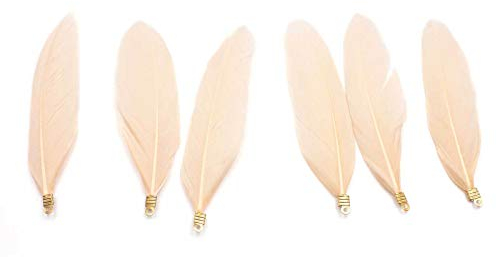 Vintageparts Ciondolo in vera piuma in rosa antico, 6 pezzi