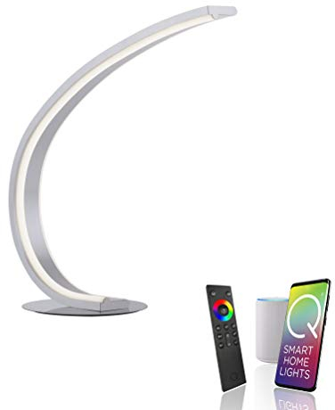 Paul Neuhaus Q-VITO LED Tischleuchte Smart Home, Works with Alexa, dimmbar per Fernbedienung, warmweiß - kaltweiss CCT (silber)
