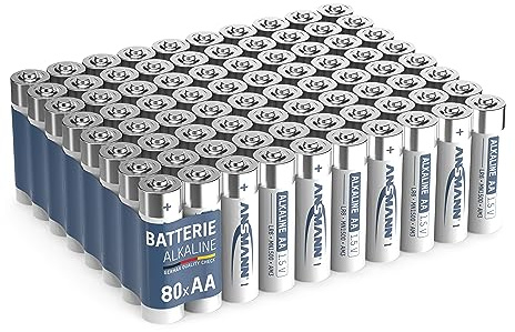 Ansmann Batterien AA Alkaline Größe LR6 - AA Batterie (80 Stück Vorratspack) ideal für Alltagsgeräte wie Küchenwaage, Fernbedienung, Tastatur, Wanduhr, Design kann abweichen, 1522-0030-800, 80er Pack