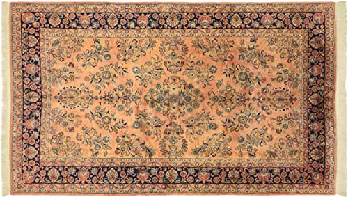 Sarough Teppich 180x280 Handgeknüpft Rosa Floral Wolle Kurzflor Rug